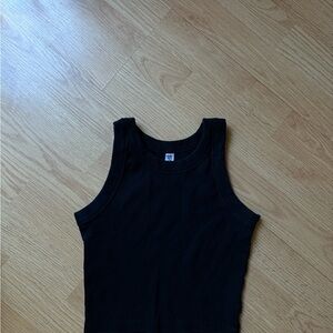Black Ribbed Crop Tank Top – Size 44–46